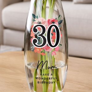 Personalised Floral Big Age Glass Bullet Vase Birthday Gift