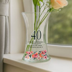 Personalised Floral Big Age Vase Birthday or Anniversary