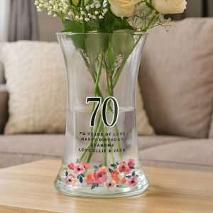 Personalised Floral Big Age Vase Birthday or Anniversary