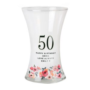 Personalised Floral Big Age Vase Birthday or Anniversary