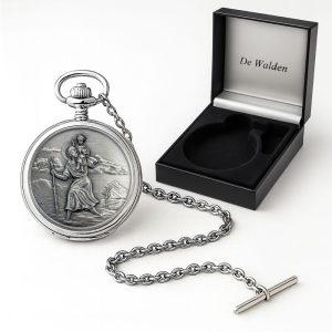 Personalised St Christopher Pewter Christening Pocket Watch