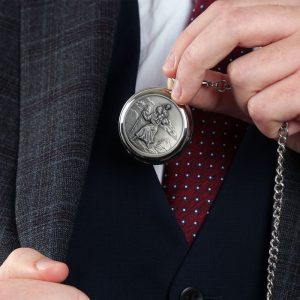 Personalised St Christopher Pewter Christening Pocket Watch