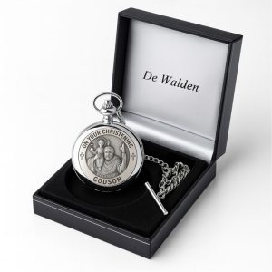 Personalised St Christopher Godson Christening Pocket Watch