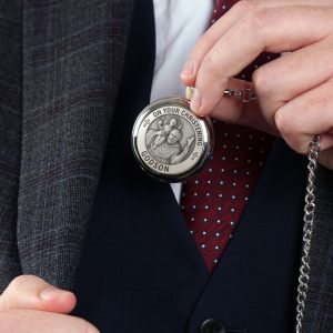 Personalised St Christopher Godson Christening Pocket Watch
