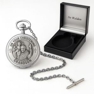 Personalised St Christopher Grandson Pewter Pocket Watch