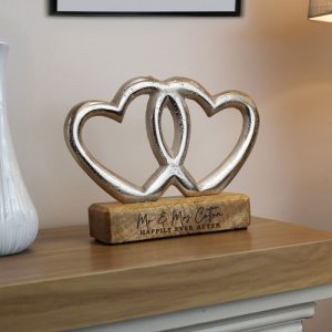 Personalised Two Lines Double Heart Ornament Couples Gift