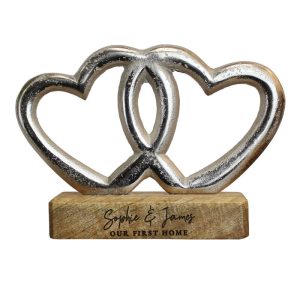Personalised Two Lines Double Heart Ornament Couples Gift