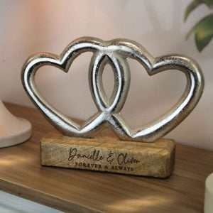 Personalised Two Lines Double Heart Ornament Couples Gift