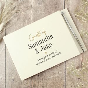 Personalised Black & Gold Free Text Guestbook