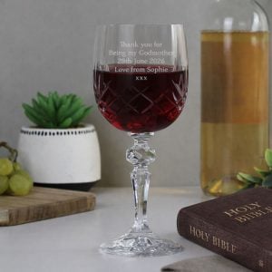 Personalised Godmother Cut Crystal Wine Glass Thank You Gift