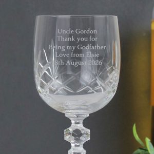 Personalised Godfather Cut Crystal Wine Glass Thank You Gift