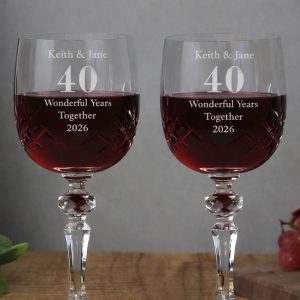 Personalised Anniversary Pair of Crystal Wine Glasses
