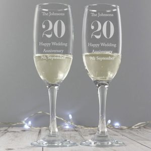 Personalised Anniversary Pair of Engraved Glass Flutes