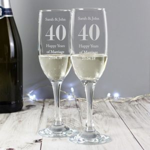 Personalised Anniversary Pair of Engraved Glass Flutes