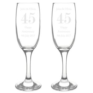 Personalised Anniversary Pair of Engraved Glass Flutes