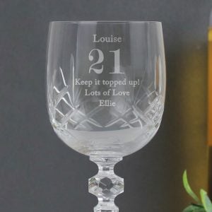 Personalised Big Number Cut Crystal Wine Glass