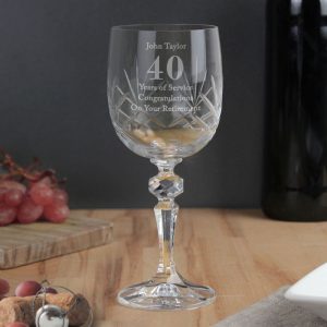 Personalised Big Number Cut Crystal Wine Glass