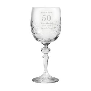 Personalised Big Number Cut Crystal Wine Glass