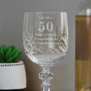 Personalised Big Number Cut Crystal Wine Glass
