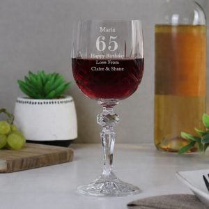 Personalised Big Number Cut Crystal Wine Glass