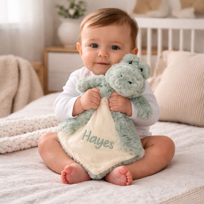 Personalised Embroidered Dinosaur Baby Comforter