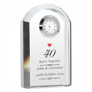 Personalised Ruby Wedding Anniversary Crystal Clock