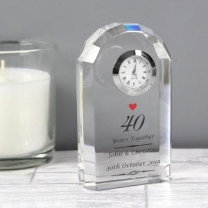 Personalised Ruby Wedding Anniversary Crystal Clock