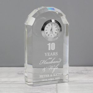 Personalised Engraved Wedding Anniversary Crystal Clock