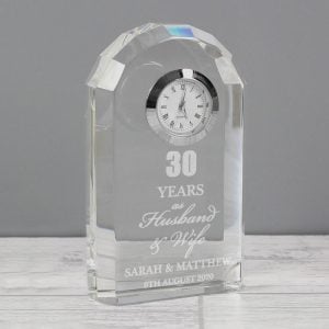 Personalised Engraved Wedding Anniversary Crystal Clock