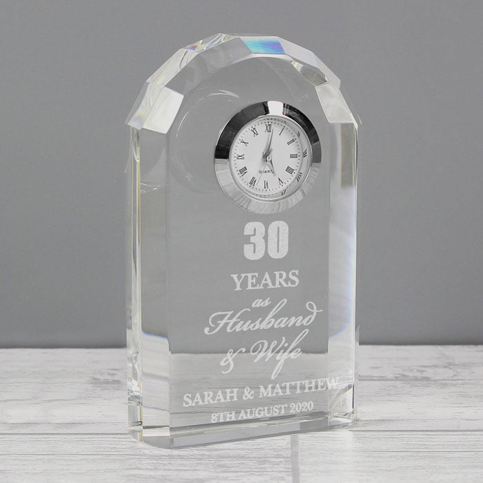 Personalised Engraved Wedding Anniversary Crystal Clock