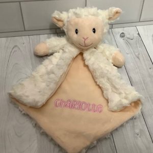 Personalised Embroidered Cubbies Lamb Lovey Comfort Blanket
