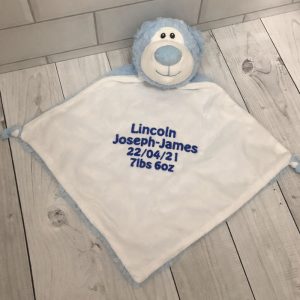 Personalised Embroidered Cubbies Blue Bear Baby Comforter