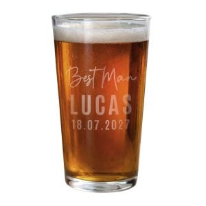 Personalised Engraved Best Man Elegant Pint Beer Glass