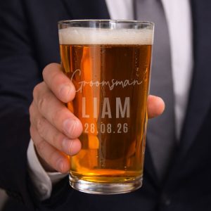 Personalised Engraved Groomsman Elegant Pint Beer Glass
