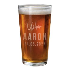 Personalised Engraved Usher Elegant Pint Beer Glass