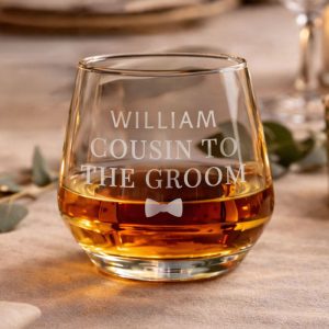 Personalised Engraved Wedding Party Bow Tie Whisky Glass