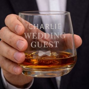 Personalised Engraved Wedding Party Bow Tie Whisky Glass