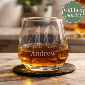 Personalised Engraved Big Age Glass Tumbler Birthday Gift