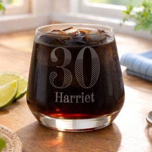 Personalised Engraved Big Age Glass Tumbler Birthday Gift
