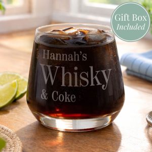 Personalised Name & Drink Engraved Glass Tumbler