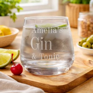 Personalised Name & Drink Engraved Glass Tumbler