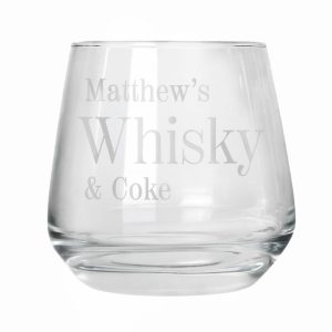 Personalised Name & Drink Engraved Glass Tumbler