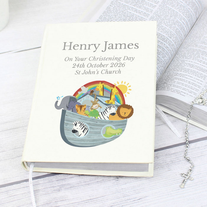 Personalised Noah's Ark Christening Bible Eco-friendly