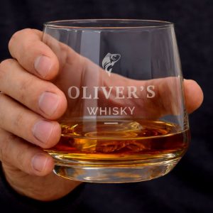 Personalised Engraved Fishing Motif Glass Whisky Tumbler