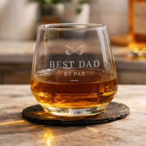 Personalised Engraved Golfing Motif Glass Whisky Tumbler