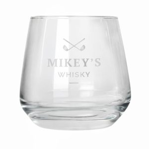 Personalised Engraved Golfing Motif Glass Whisky Tumbler