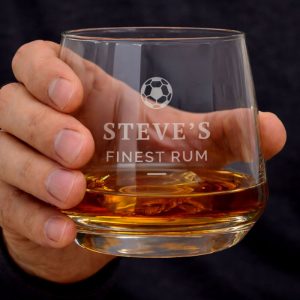 Personalised Engraved Football Motif Glass Whisky Tumbler
