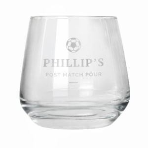 Personalised Engraved Football Motif Glass Whisky Tumbler