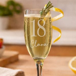 Personalised Engraved Big Age & Name Champagne Flute Glass