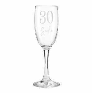 Personalised Engraved Big Age & Name Champagne Flute Glass